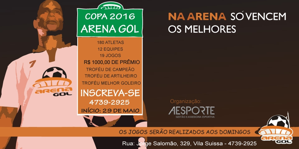 Inscrições abertas para a Copa Arena Gol 2016